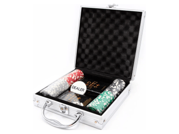 Фабрика Покера: Набор из 100 фишек для покера с номиналом в серебристом кейсе