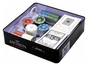 Фабрика Покера: Набор из 100 фишек с номиналом для покера в жестяной коробке