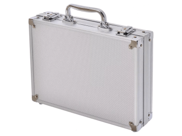 Набор из 200 фишек для покера с номиналом в серебристом кейсе