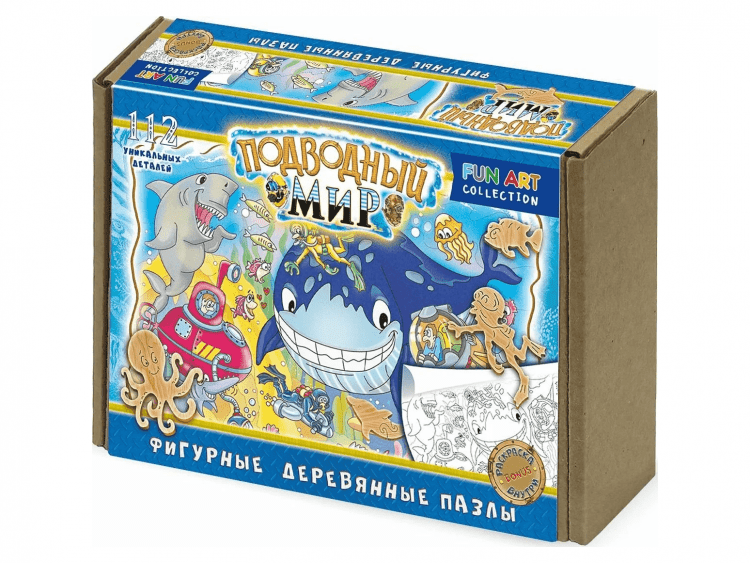 Фигурный деревянный пазл "Fun art collection. Подводный мир"