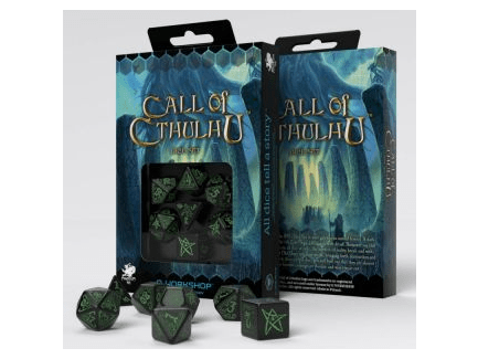 Набор кубиков Call of Cthulhu, 7 шт., 7th Edition Black/Green