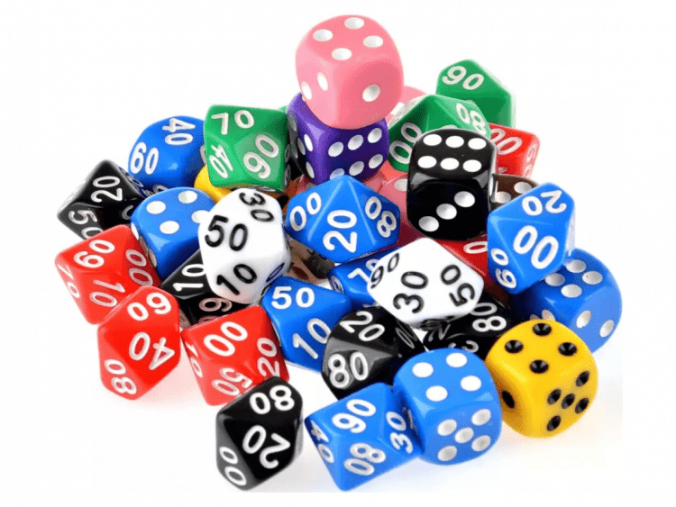 Набор кубиков D4-D20 (100 штук) в ассортименте