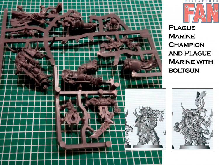 Dark Imperium Death Guard Plague Marine Champion and Plague Marine with boltgun