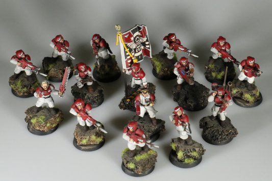 Warhammer 40k Astra Militarum Cadian Shock Troops x15 (99120105039) (Painted)