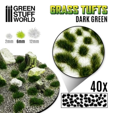 Grass TUFTS - 6mm self-adhesive - DARK GREEN