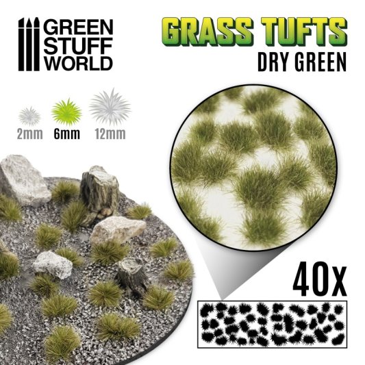 Grass TUFTS - 6mm self-adhesive - DRY GREEN