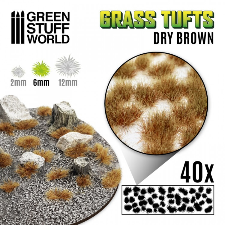 Grass TUFTS - 6mm self-adhesive - DRY BROWN