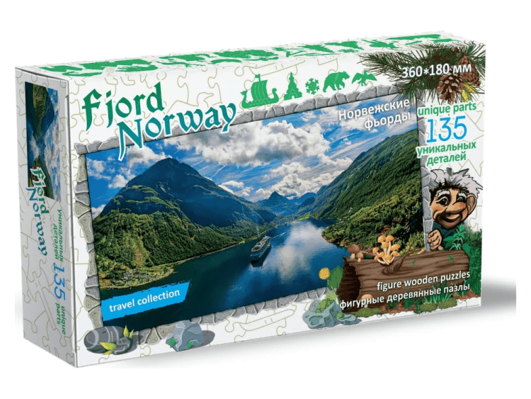 Фигурный деревянный пазл "Travel collection" Фьорды, Норвегия