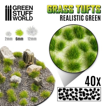 Grass TUFTS - 6mm self-adhesive - REALISTIC GREEN