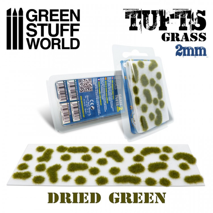 Grass TUFTS - 2mm self-adhesive - DRY GREEN