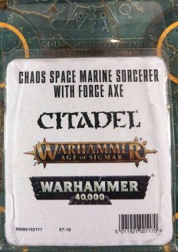 Warhammer 40k Chaos Space Marines Sorcerer with Force Axe (Metal, OOP)