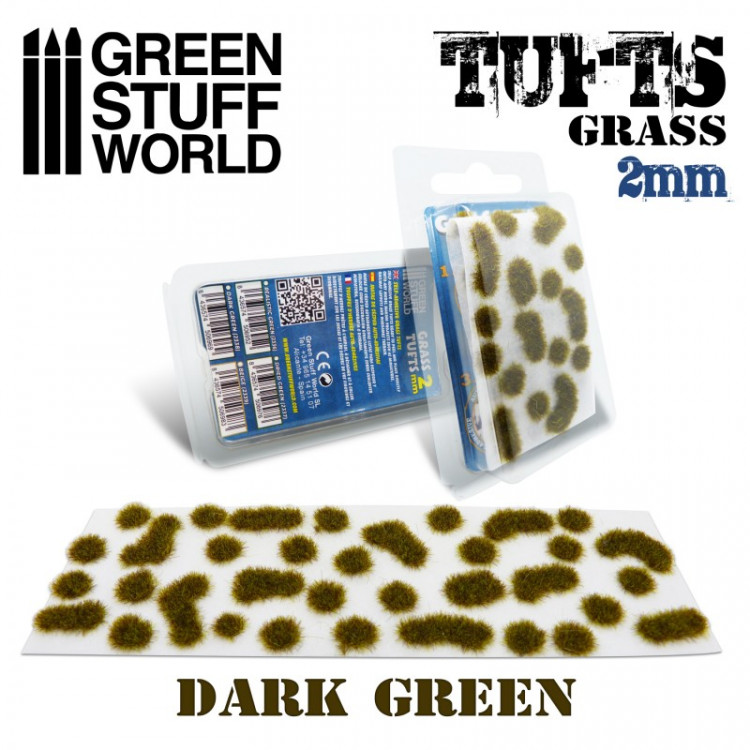 Grass TUFTS - 2mm self-adhesive - DARK GREEN