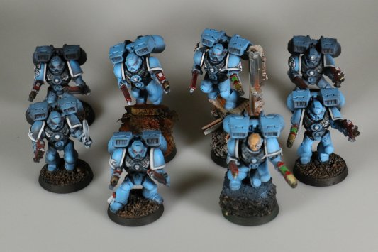 Warhammer 40k Space Marine Assault Squad x8 (99120101126) (Painted)