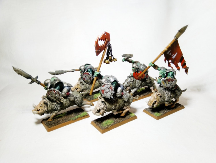Warhammer Fantasy Age of Sigmar Orcs & Goblins Boar Boyz х5 (Pro-Painted)