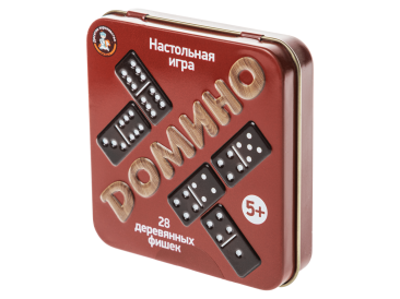 Игра настольная деревянная &quot;Домино&quot; (жестяная коробочка)