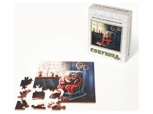 Фигурный деревянный пазл "Совушка"