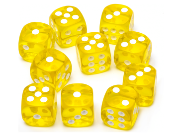 Набор прозрачных кубиков D6 Stuff Pro, 10 шт. (16 мм, жёлтые)