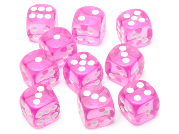 Набор прозрачных кубиков D6 Stuff Pro, 10 шт. (16 мм, розовые)