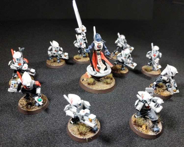 Warhammer 40k Tau Empire Ethereal and 10 Pathfinders (Tau Army item №4/9, Pro-Painted)