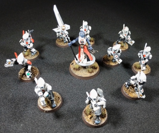 Warhammer 40k Tau Empire Ethereal and 10 Pathfinders (Tau Army item №4/9, Pro-Painted)