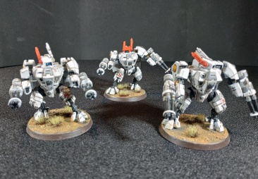 Warhammer 40k Tau Empire XV8 Crisis Battlesuits x3 (Tau Army item №5/9, Pro-Painted)