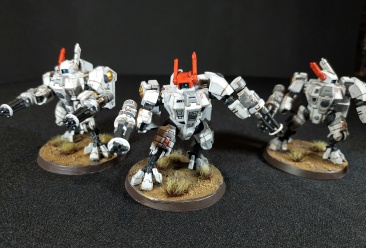 Warhammer 40k Tau Empire XV8 Crisis Battlesuits x3 (Tau Army item №5/9, Pro-Painted)