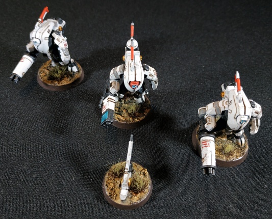 Warhammer 40k Tau Empire XV25 Stealth Battlesuits x3 (Tau Army item №7/9, Pro-Painted)