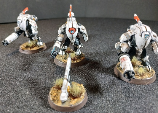 Warhammer 40k Tau Empire XV25 Stealth Battlesuits x3 (Tau Army item №7/9, Pro-Painted)