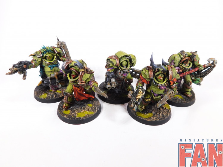 Warhammer 40k Death Guard Blightlord Terminators (Pro-Painted)