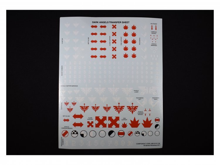 Dark Angels Transfer Sheet