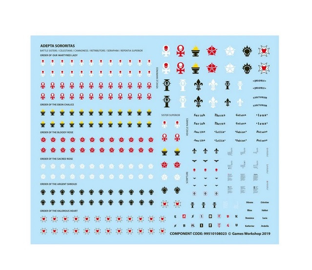 Warhammer 40000 Sisters of Battle Transfer Sheet