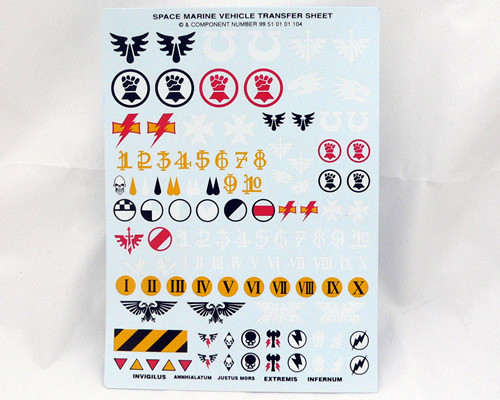 Space Marine vehicle transfer sheet