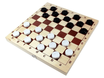 Шахматы и шашки пластмассовые в деревянной упаковке (290x150x48)