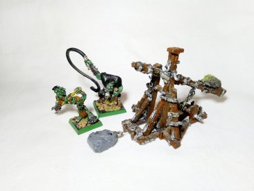Warhammer Fantasy AoS Orcs and Goblins Stone Thower Catapult (OOP Painted Metal)