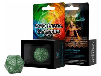 Игральный кубик D20 Level Counter, Green/White