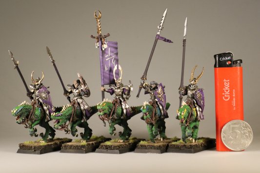 Warhammer Fantasy Dark Elf Cold One Knights x5 (Painted)