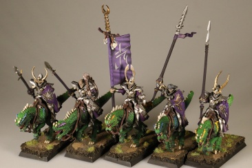 Warhammer Fantasy Dark Elf Cold One Knights x5 (Painted)