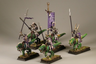 Warhammer Fantasy Dark Elf Cold One Knights x5 (Painted)