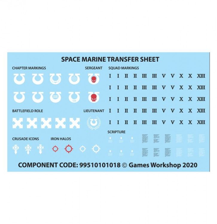 Recruit Edition Starter Set Space Marines Transfer Sheet