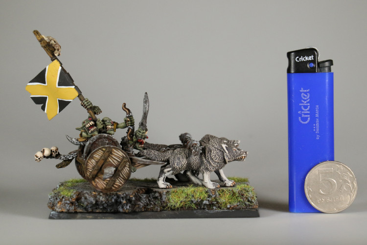 Warhammer Fantasy Battles Grot Wolf Chariot x1 (99810209018) (Metal, Painted)