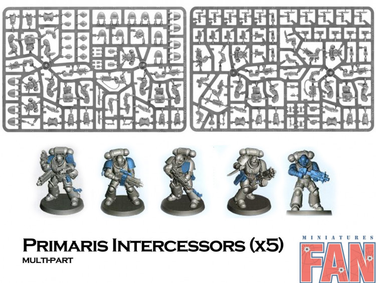 Primaris Intercessors x5 multi-part on sprue (Уценка, Space Marines, Warhammer 40k)