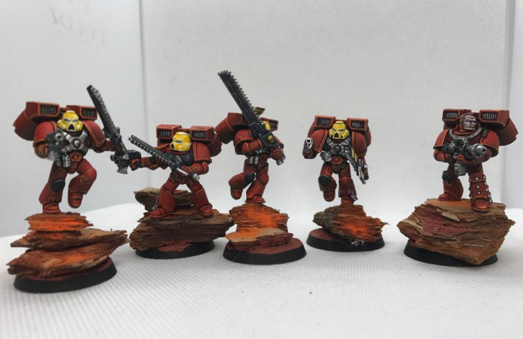 Warhammer 40k Space Marines Blood Angels Assault Squad x 5 (Pro-Painted)