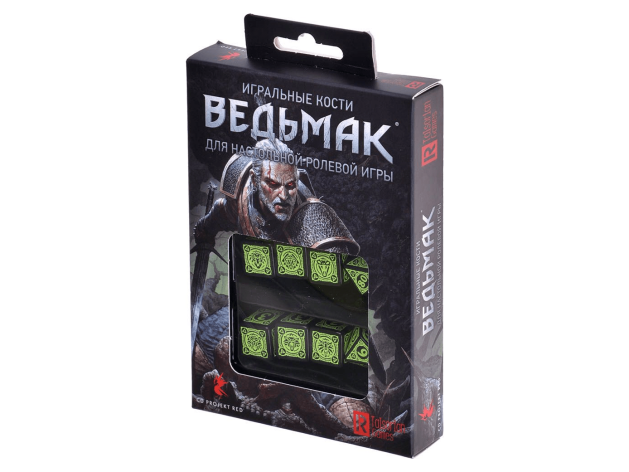 Игральные кости для настольной ролевой игры &quot;Ведьмак&quot;, 8 шт., чёрный/зелёный