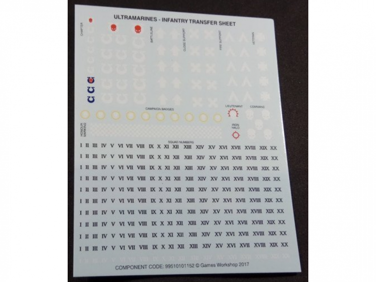 Ultramarines Transfer Sheet