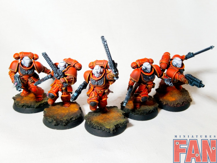 Warhammer 40k Space Marine Blood Angels Assault Intercessors x5 (Pro-Painted)