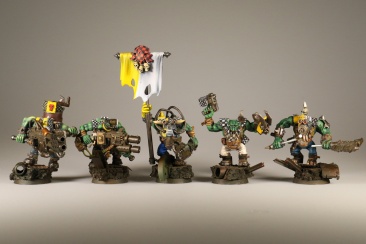Warhammer 40K Space Ork Boyz Diorama with x5 miniatures (Painted)