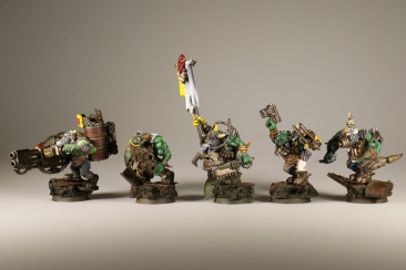 Warhammer 40K Space Ork Boyz Diorama with x5 miniatures (Painted)