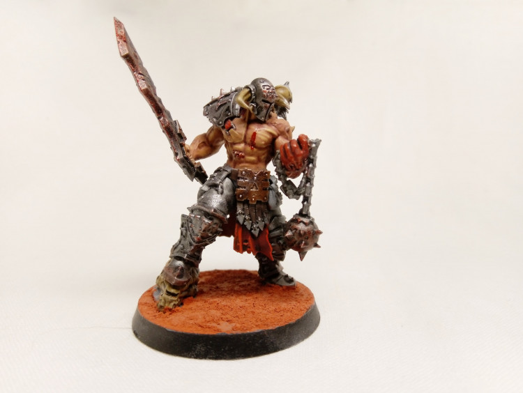 Warhammer Age of Sigmar Blades of Khorne Slaughterpriest with Hackblade and Wrath-hammer (Pro-Painted)