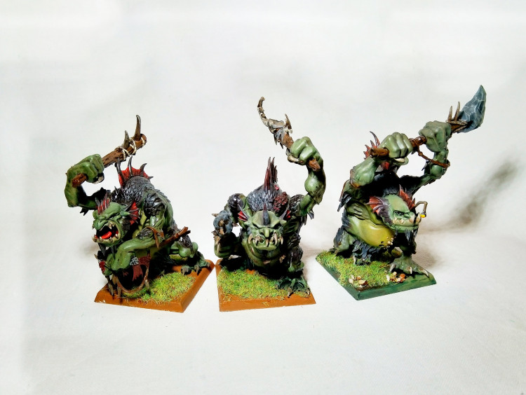 Warhammer WFB Age of Sigmar Orcs & Goblins Fellwater Troggoths x3 (Pro-Painted)